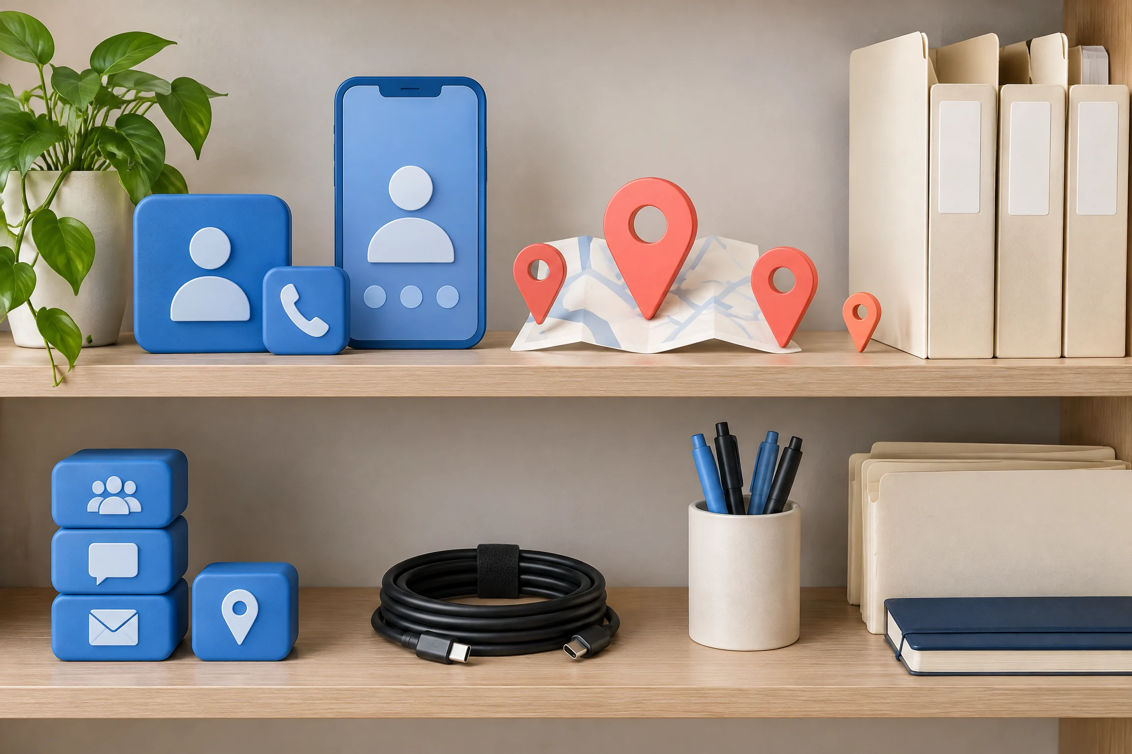 Studio shelf with app design materials